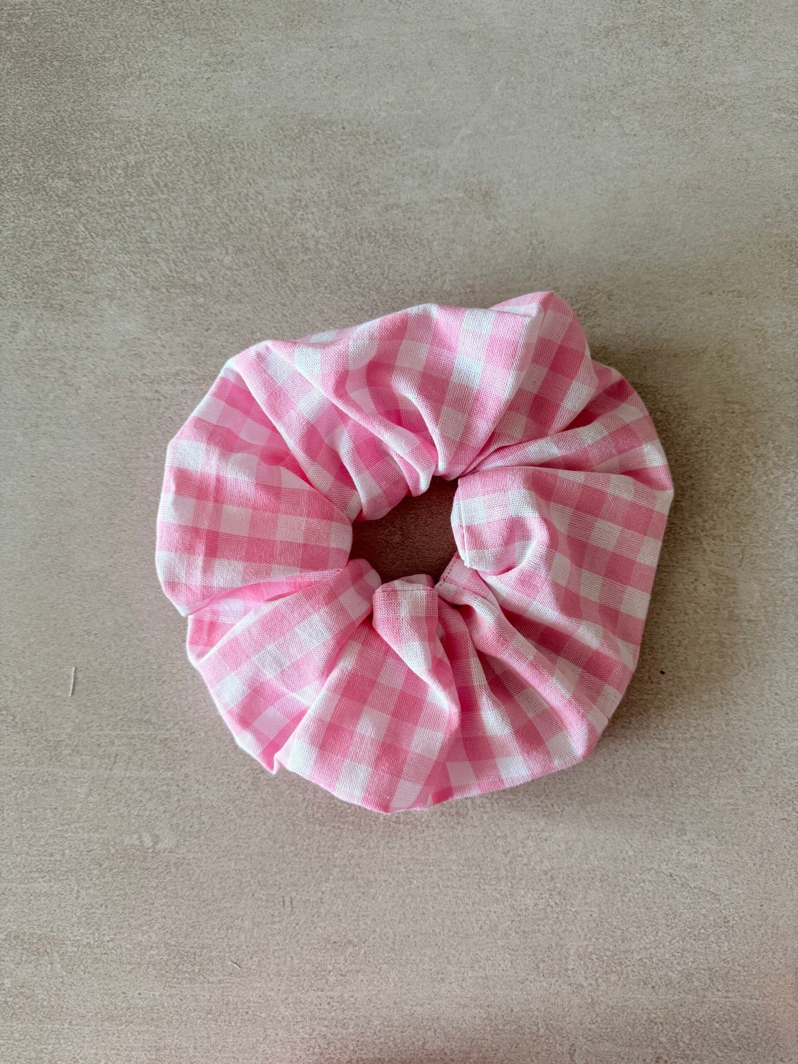 Chouchou vichy rose en coton – Image 3