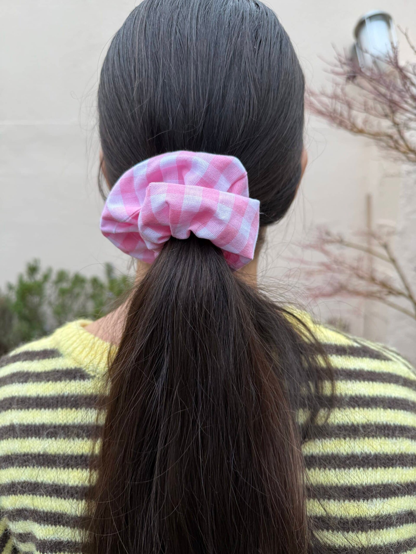 Chouchou vichy rose en coton – Image 6