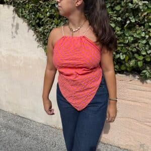 Top SOLEA — Vichy rose & orange